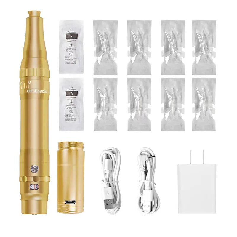 Professional Wire And Wireless Tattoo Machine Scalp Fake Skin Practice Microblading Makeup Lip Eyebrow Metal Tattoo Gun Pen