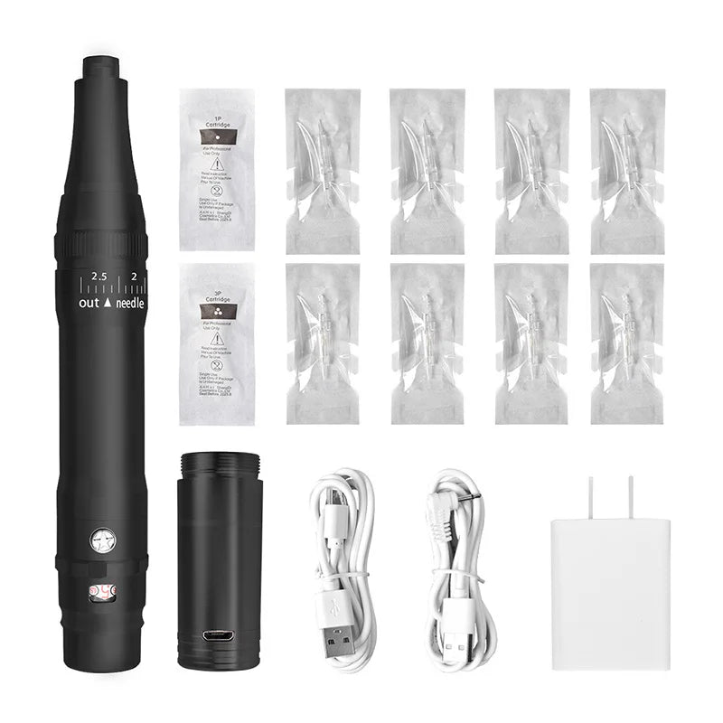 Professional Wire And Wireless Tattoo Machine Scalp Fake Skin Practice Microblading Makeup Lip Eyebrow Metal Tattoo Gun Pen