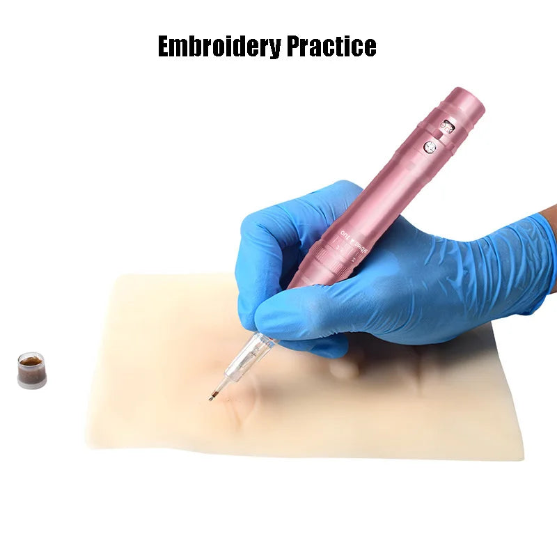 Professional Wire And Wireless Tattoo Machine Scalp Fake Skin Practice Microblading Makeup Lip Eyebrow Metal Tattoo Gun Pen